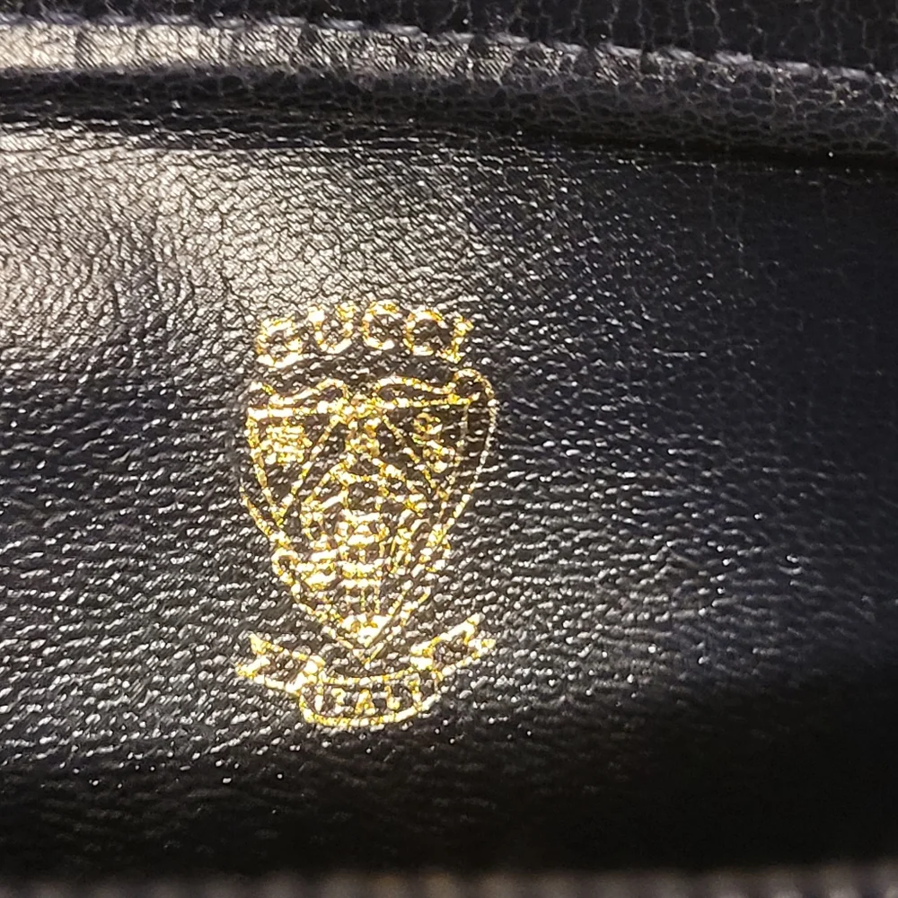 Gucci GG Supreme Canvas Navy 2 way wristlet Clutch Crossbody Bee Bag 70s Authent